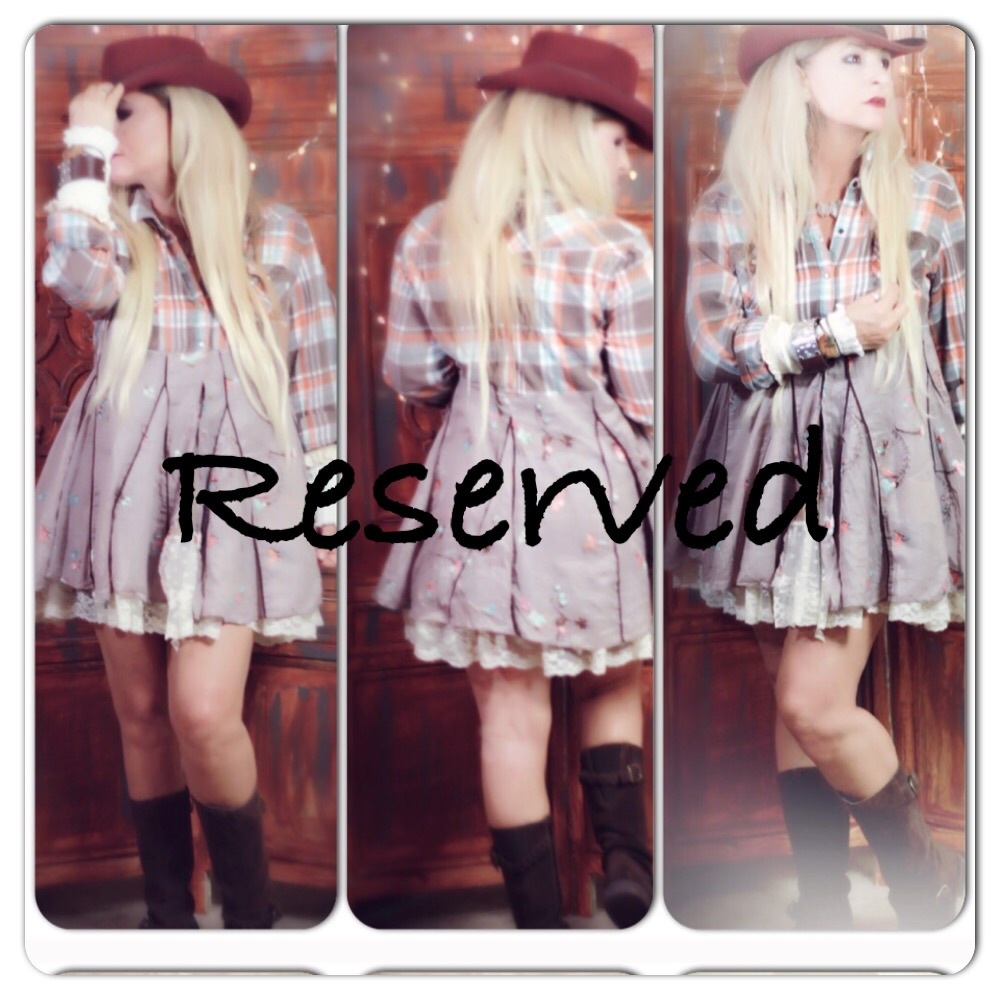Country boho chic tunic dress, fall flannel dress
